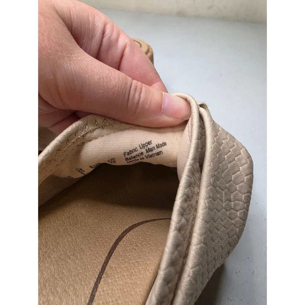Dr. Scholls Praise Up Beige Snakeskin Cork Wedge Platform Sandals Womens 8M
